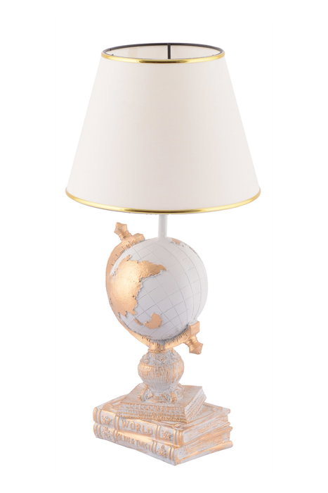 Opviq Lámpara de Mesa Blanco y Dorado